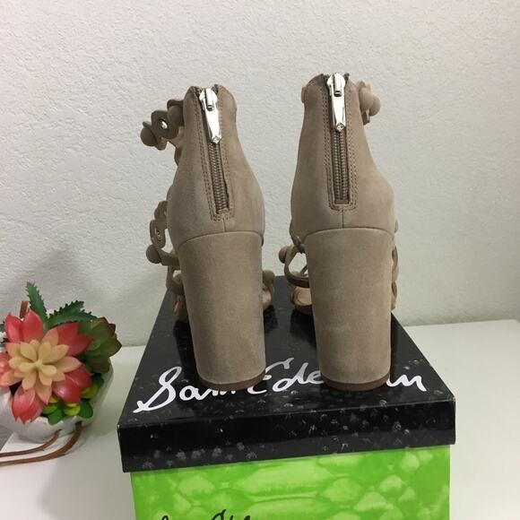 NIB Sam Edelman Yuli nude suede block heel heels - Picture 3 of 4